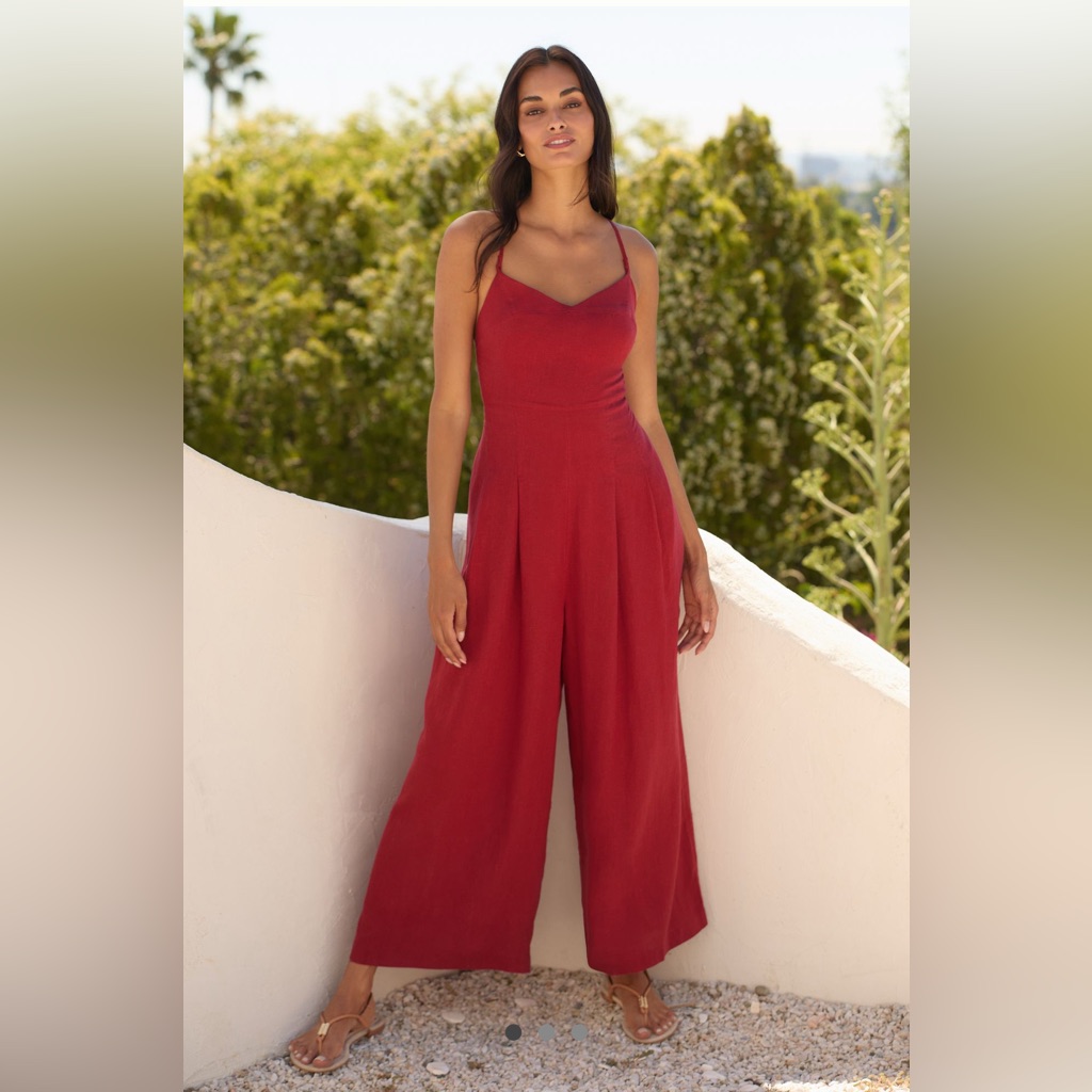 Anthropologie Red Jumpsuit